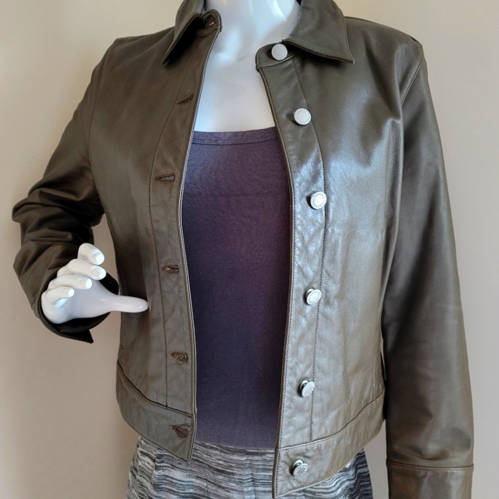 Women's Banana Republic Olive/Army Green Leather Jacket